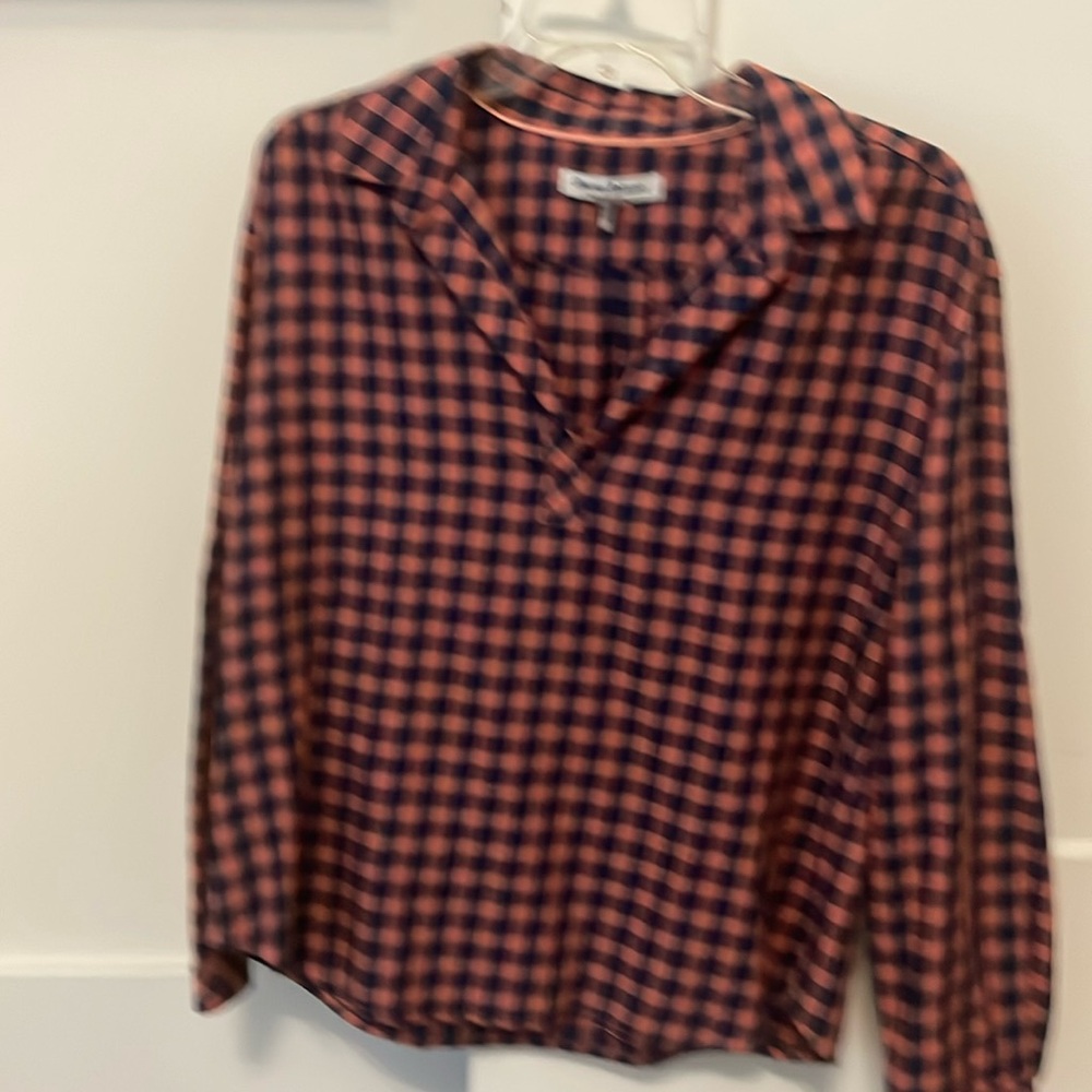 Orange/blue cotton long sleeve blouse y Tommy Bahama